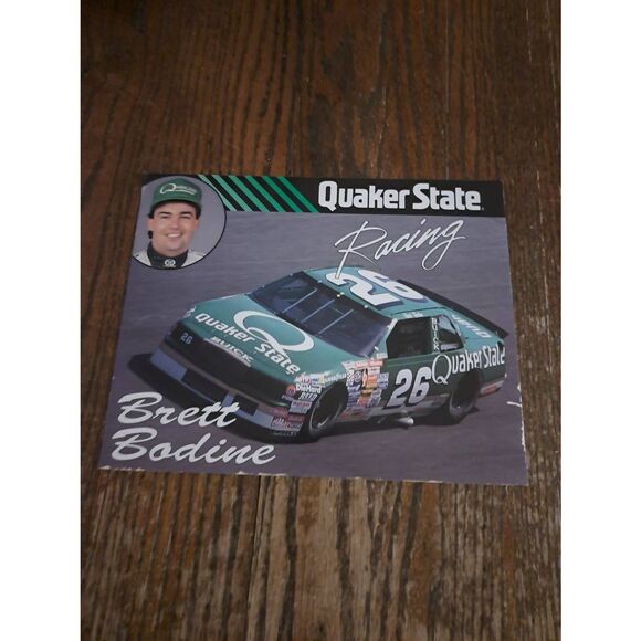 VTG 1990 Brett Bodine Quaker State Racing Driver Card NASCAR King Racing Buick - Picture 1 of 3